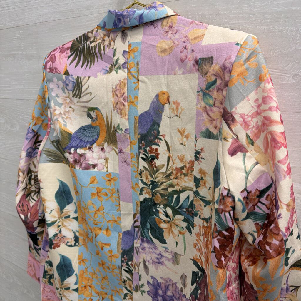 Krush Kandy Multi Color Floral Print Blazer Jacket Large