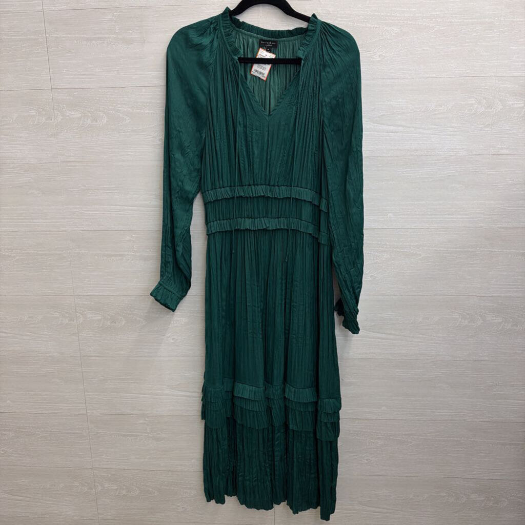 Current Air Green Silky Long Sleeve Midi Dress Medium