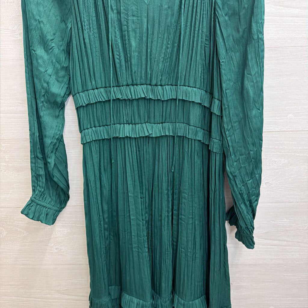 Current Air Green Silky Long Sleeve Midi Dress Medium