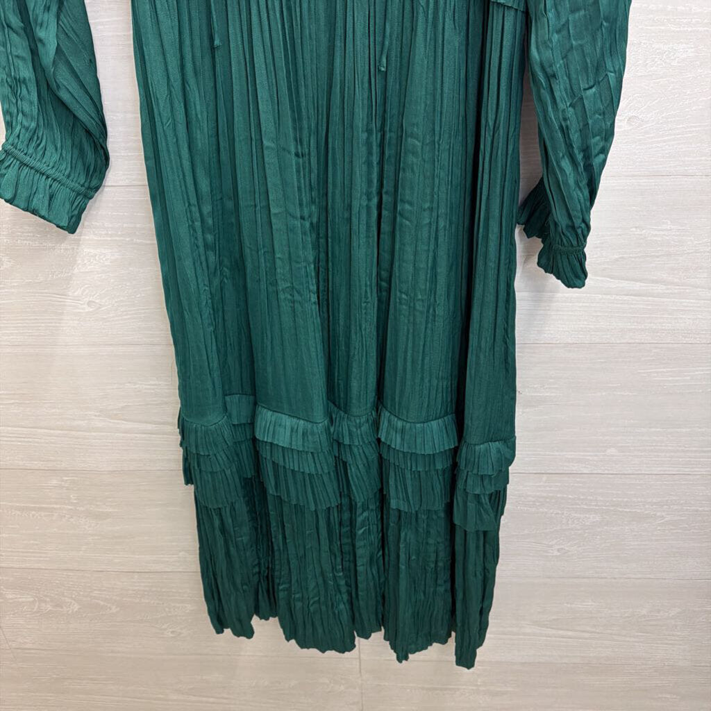Current Air Green Silky Long Sleeve Midi Dress Medium