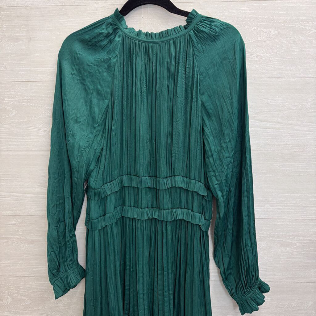 Current Air Green Silky Long Sleeve Midi Dress Medium