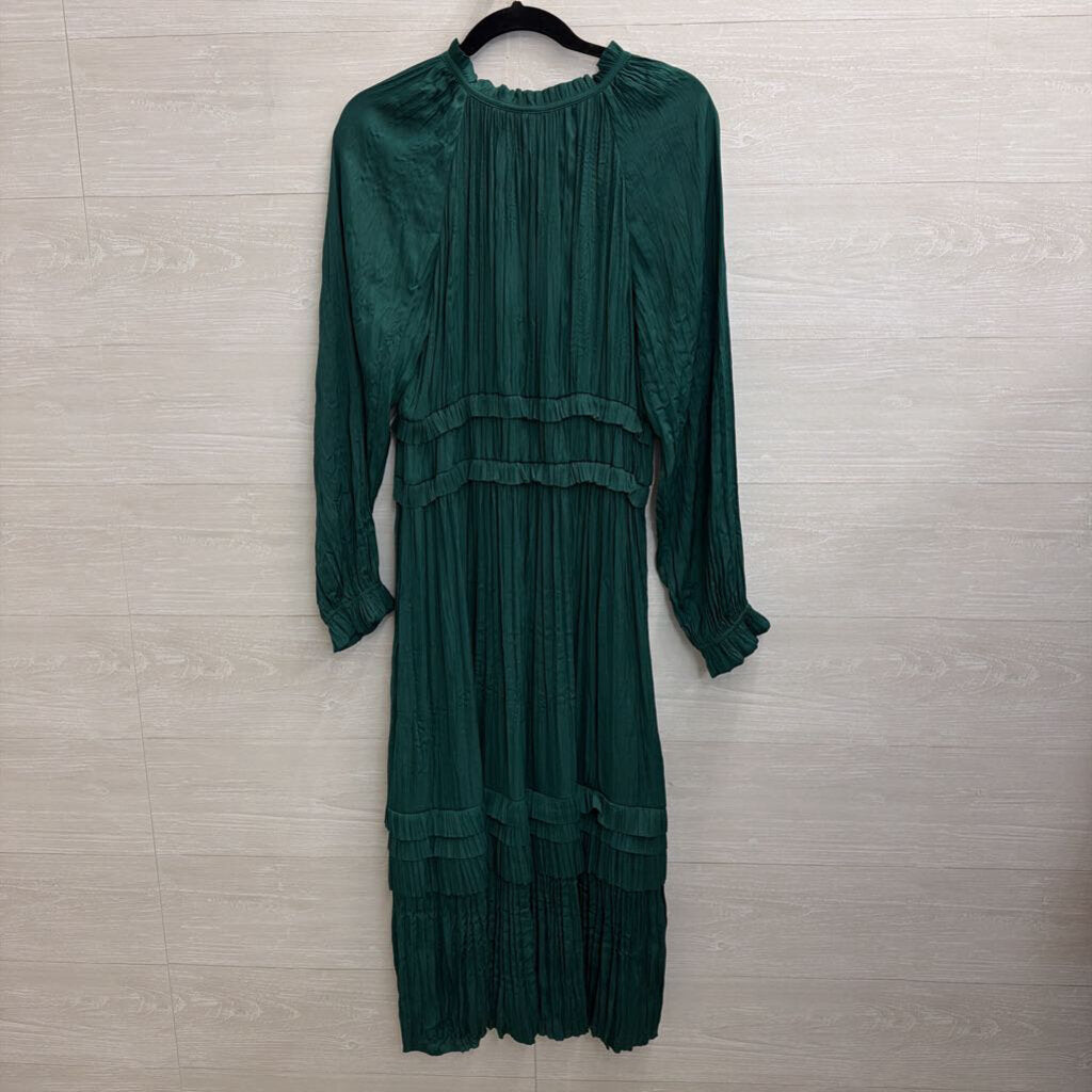 Current Air Green Silky Long Sleeve Midi Dress Medium