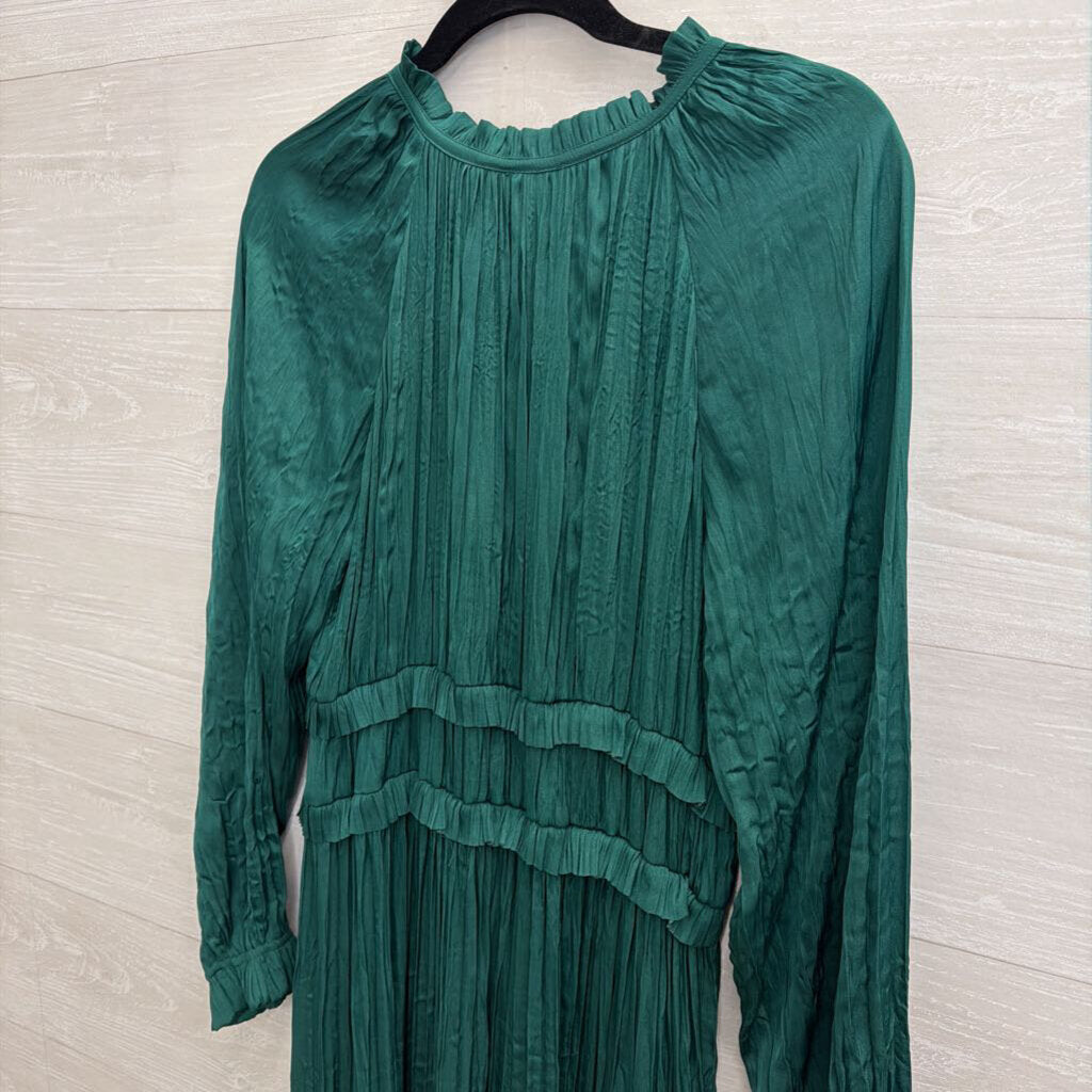 Current Air Green Silky Long Sleeve Midi Dress Medium