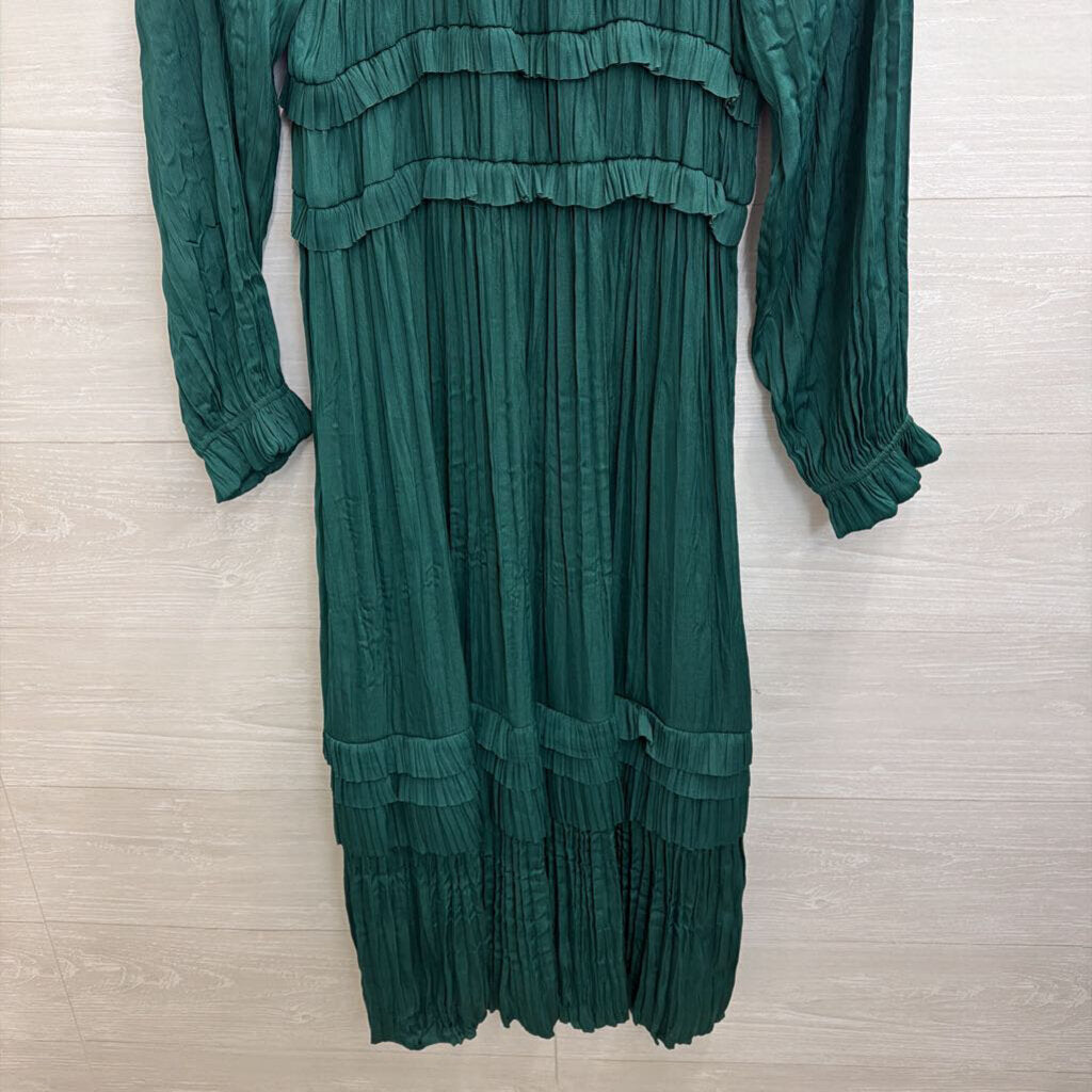 Current Air Green Silky Long Sleeve Midi Dress Medium