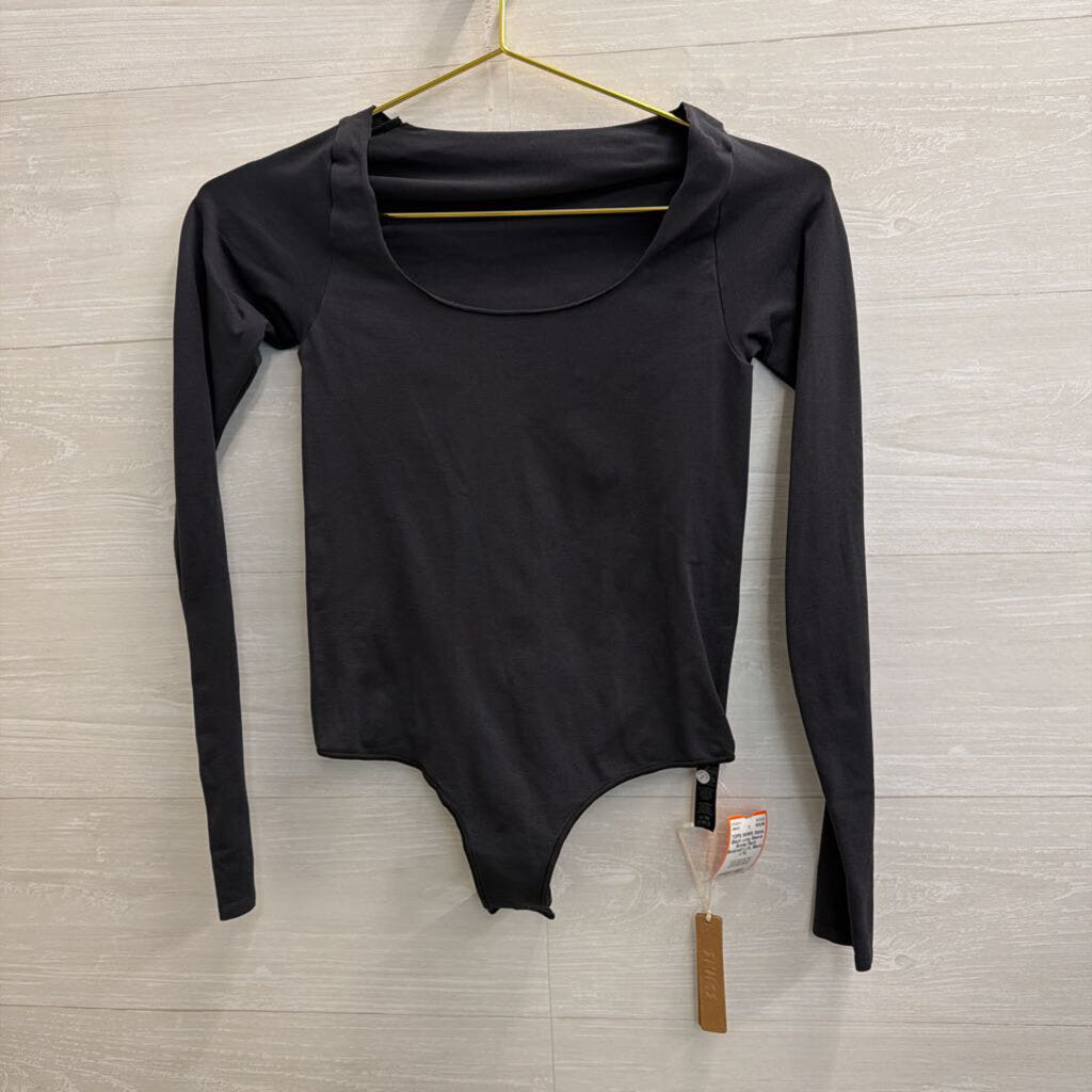 Skims Black Long Sleeve Scoop Neck Bodysuit L/XL