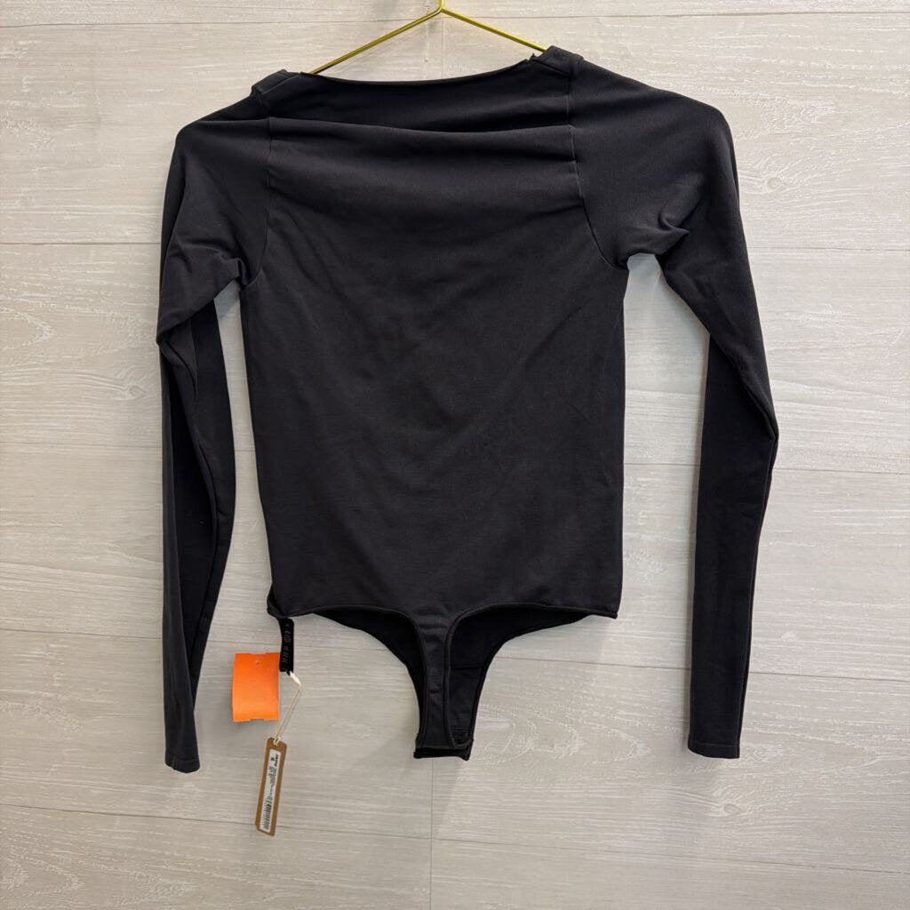 Skims Black Long Sleeve Scoop Neck Bodysuit L/XL