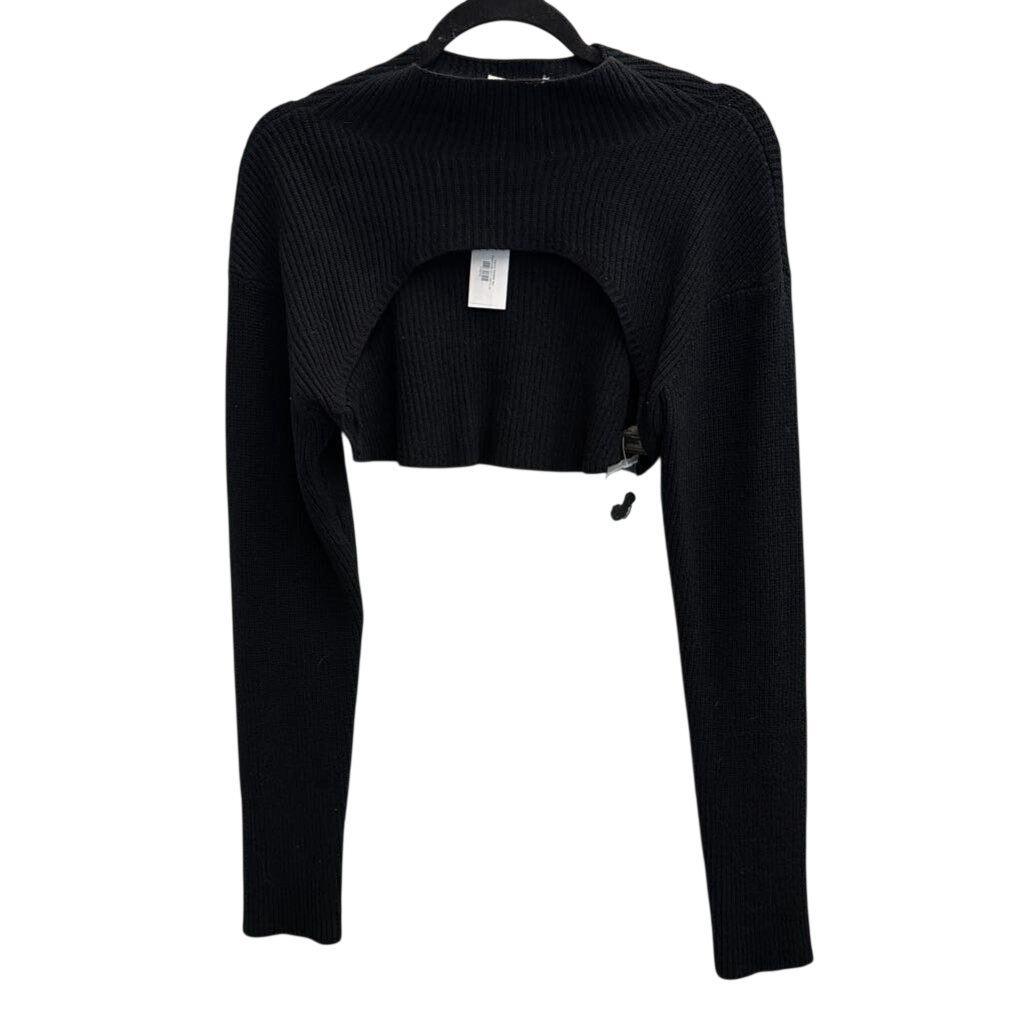 Steve Madden Black Ribbed Knit Cropped Open Sweater Medium