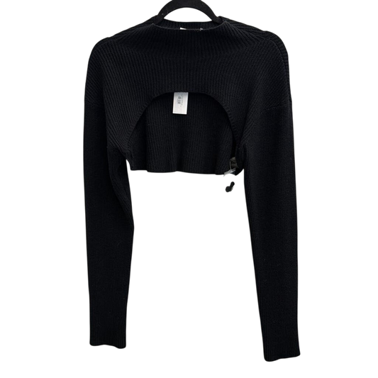 Steve Madden Black Ribbed Knit Cropped Open Sweater Medium