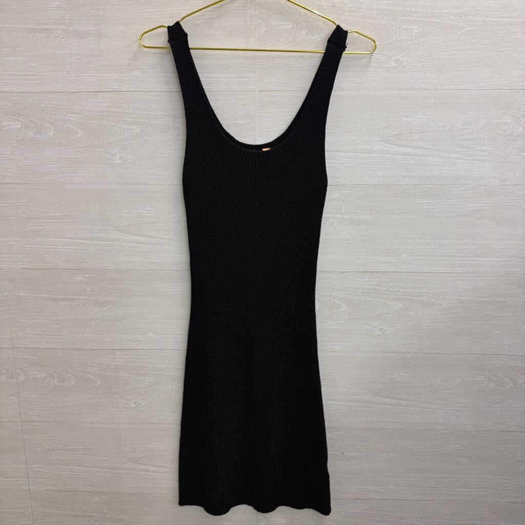 Steve Madden Black Ribbed Tank Sweater Dress Medium