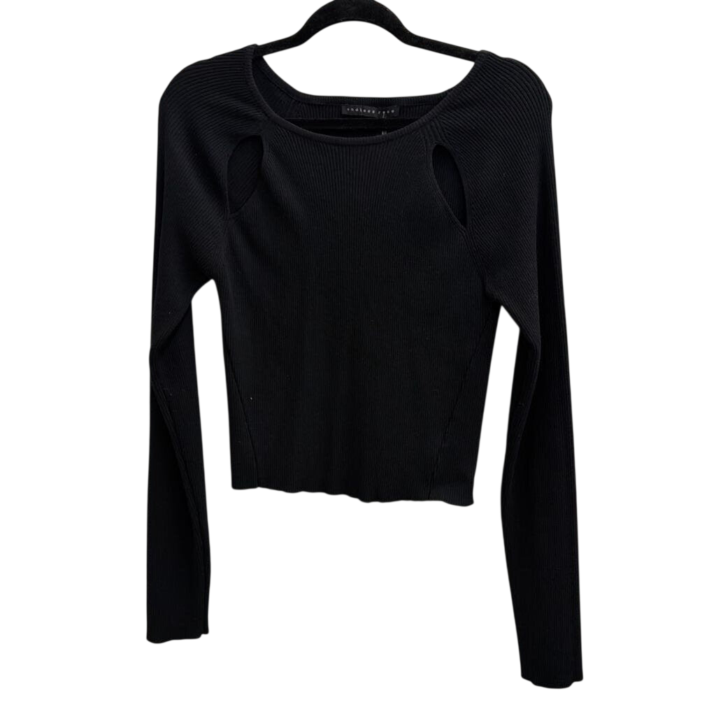 Endless Rose Black Cropped Long Sleeve Top Medium