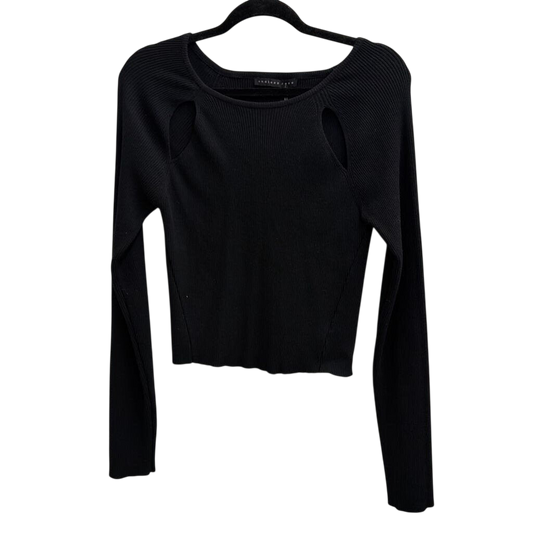 Endless Rose Black Cropped Long Sleeve Top Medium