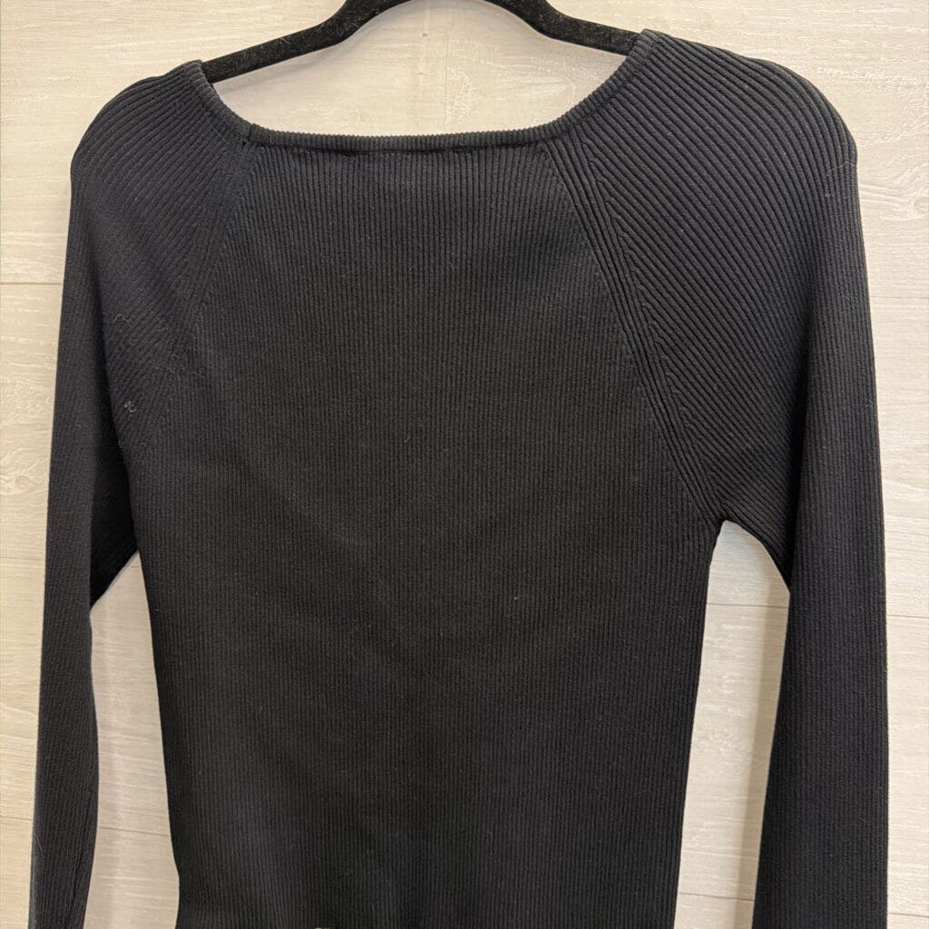 Endless Rose Black Cropped Long Sleeve Top Medium