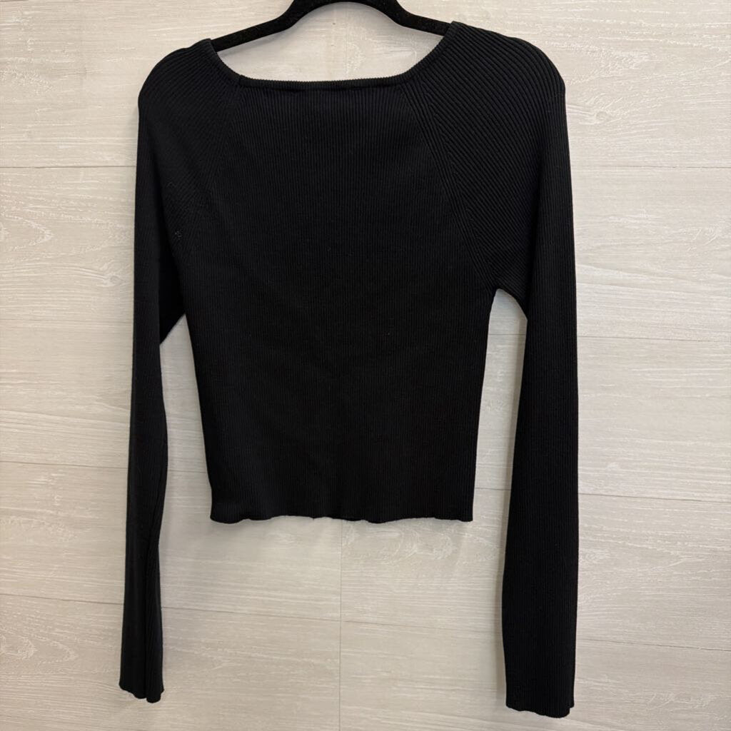 Endless Rose Black Cropped Long Sleeve Top Medium