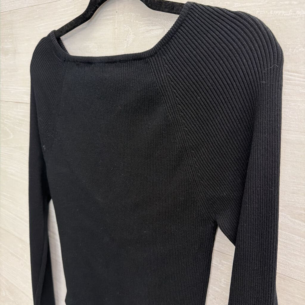 Endless Rose Black Cropped Long Sleeve Top Medium
