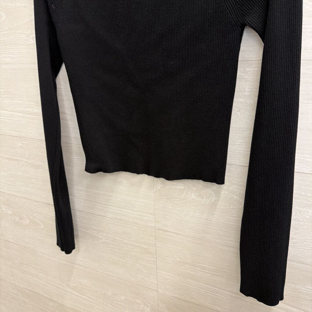 Endless Rose Black Cropped Long Sleeve Top Medium
