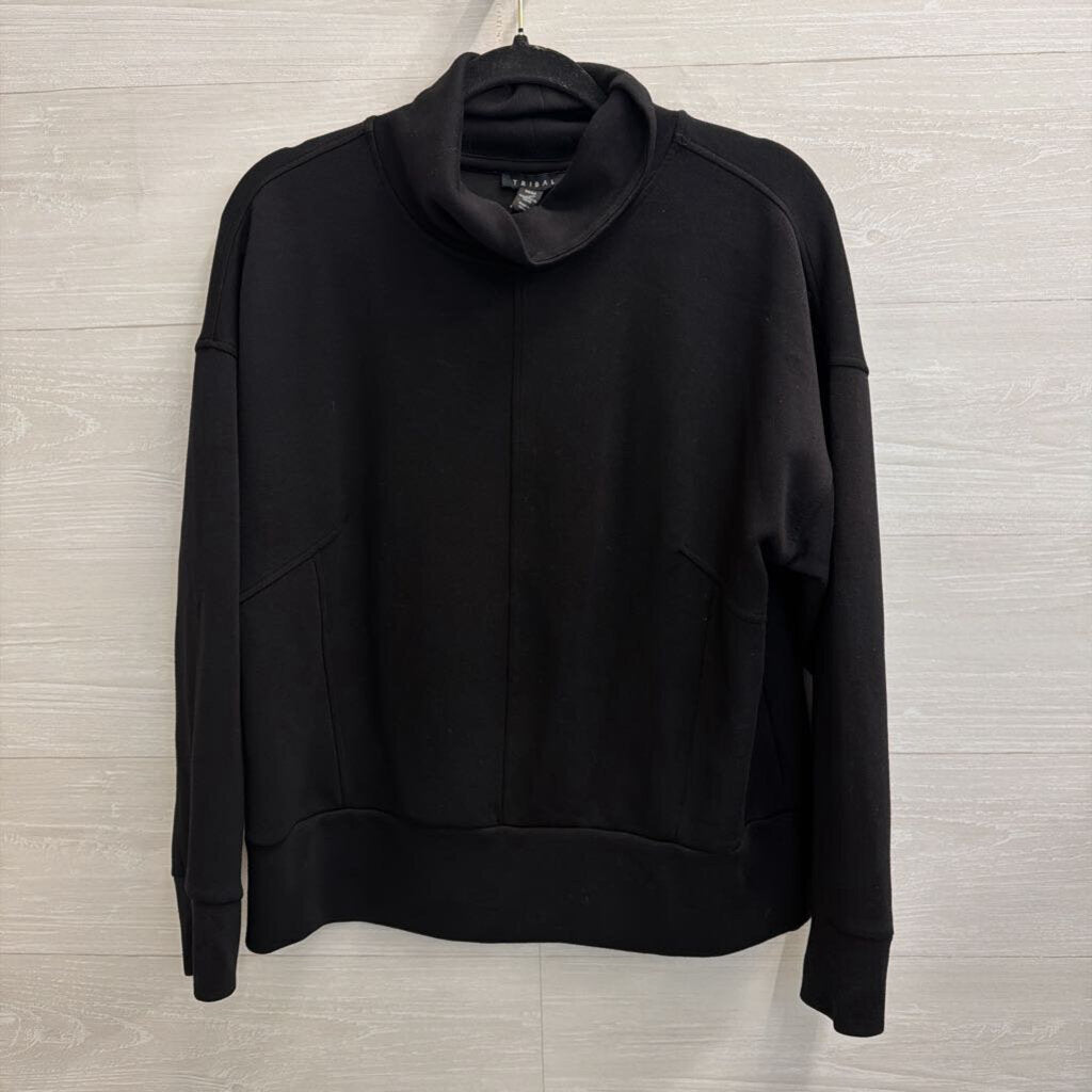 Tribal Black Long Sleeve Mock Neck Top Medium