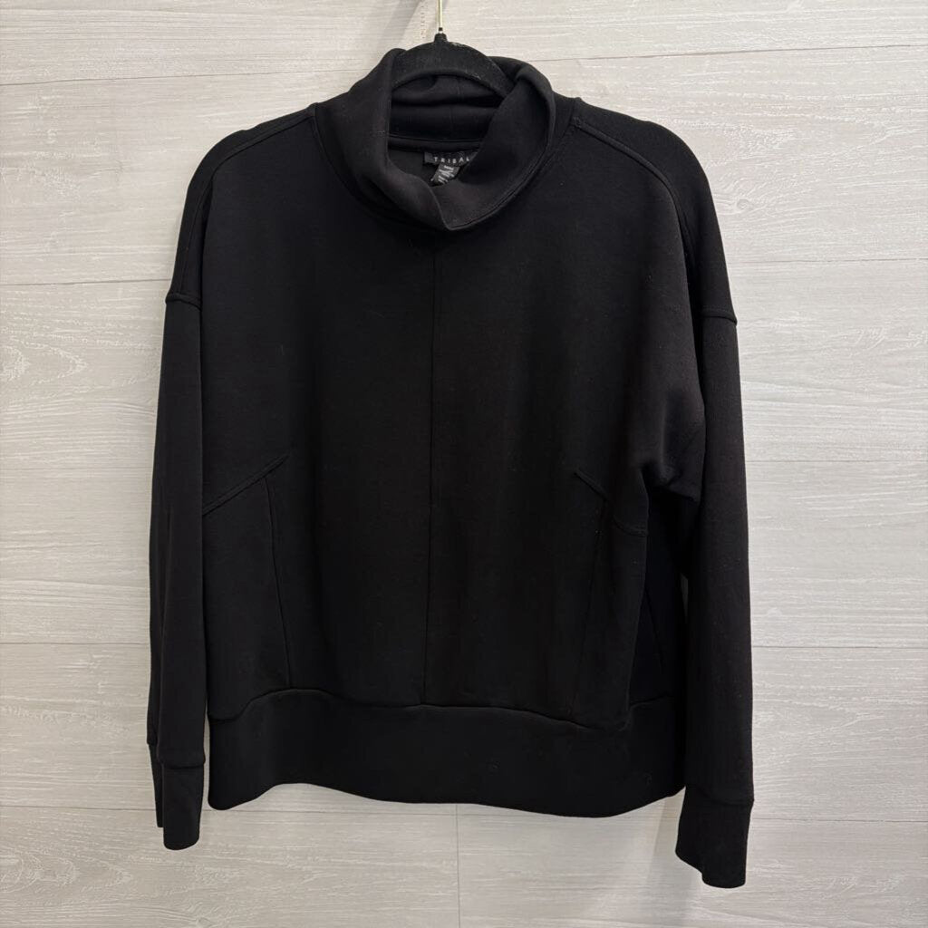 Tribal Black Long Sleeve Mock Neck Top Medium