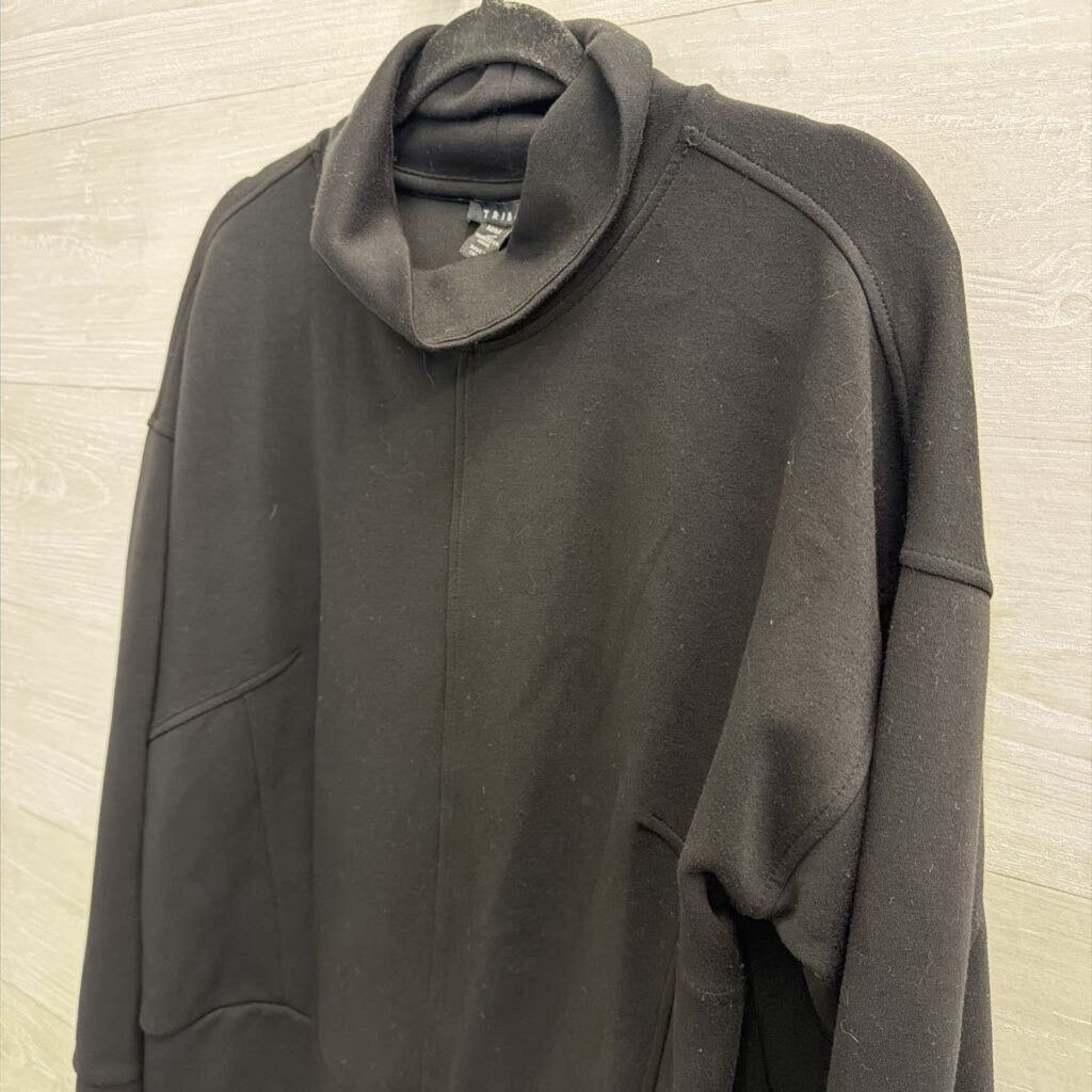 Tribal Black Long Sleeve Mock Neck Top Medium