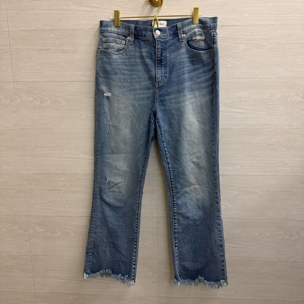 Pistola Light Wash Frayed Hem Mom Jeans 29