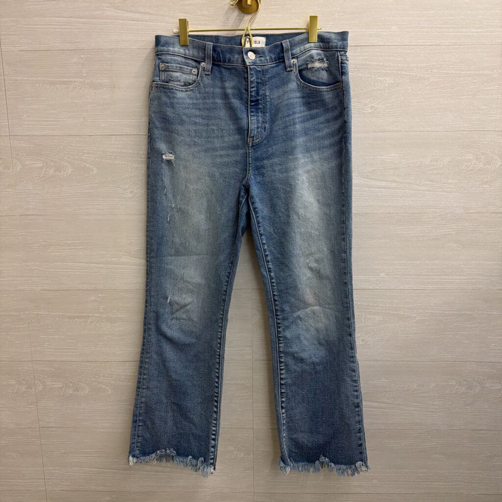 Pistola Light Wash Frayed Hem Mom Jeans 29