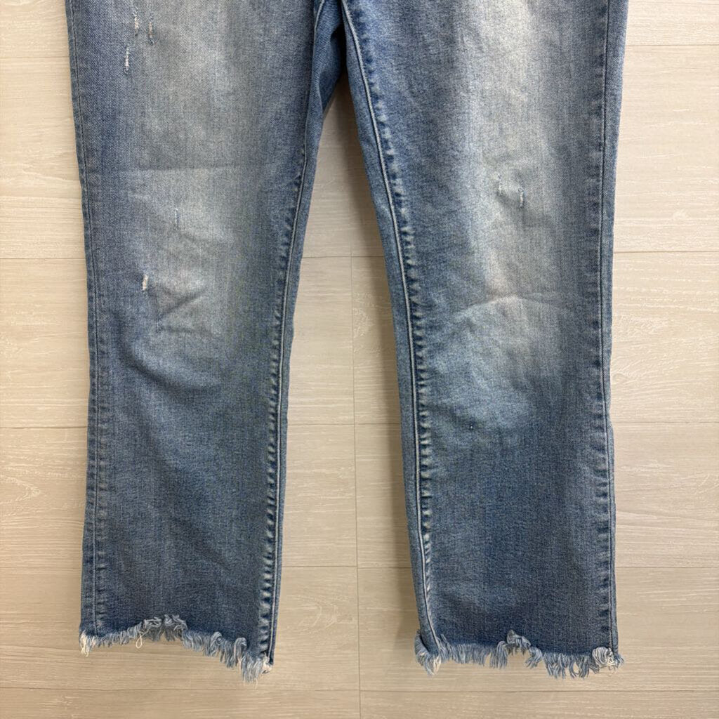 Pistola Light Wash Frayed Hem Mom Jeans 29