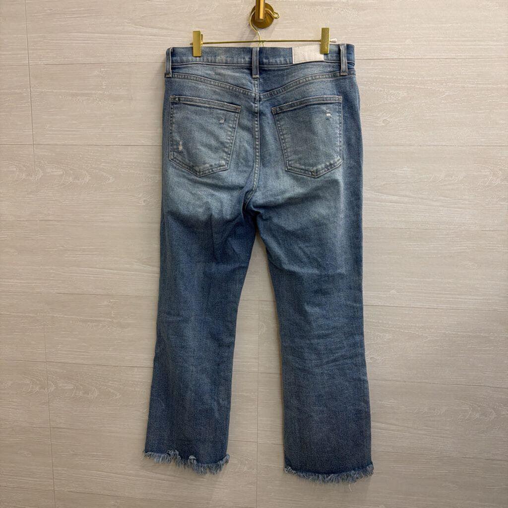 Pistola Light Wash Frayed Hem Mom Jeans 29