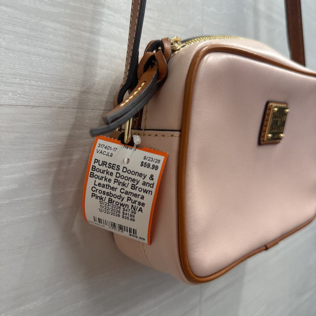Dooney and Bourke Pink/ Brown Leather Camera Crossbody Purse