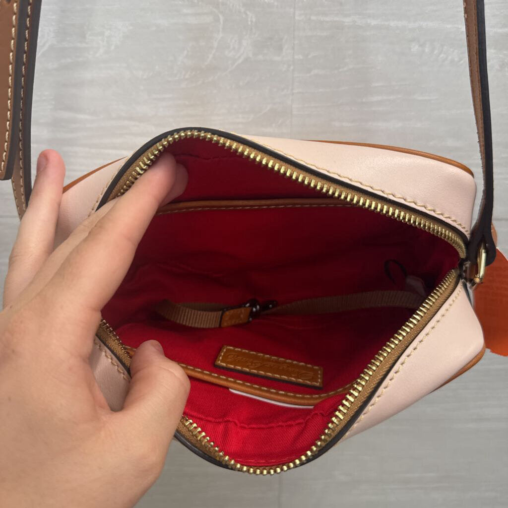 Dooney and Bourke Pink/ Brown Leather Camera Crossbody Purse