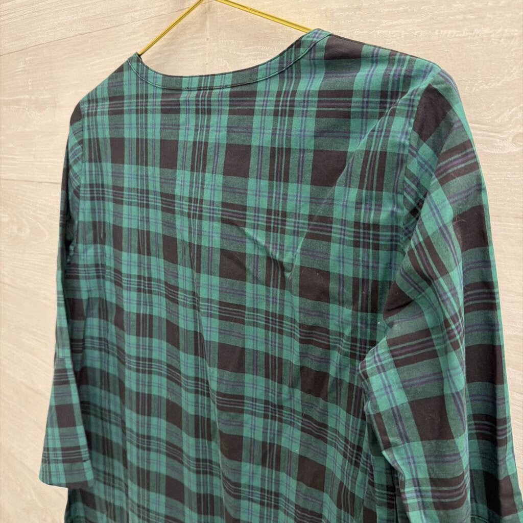 Draper James Green/ Navy Plaid Long Sleeve Top Small