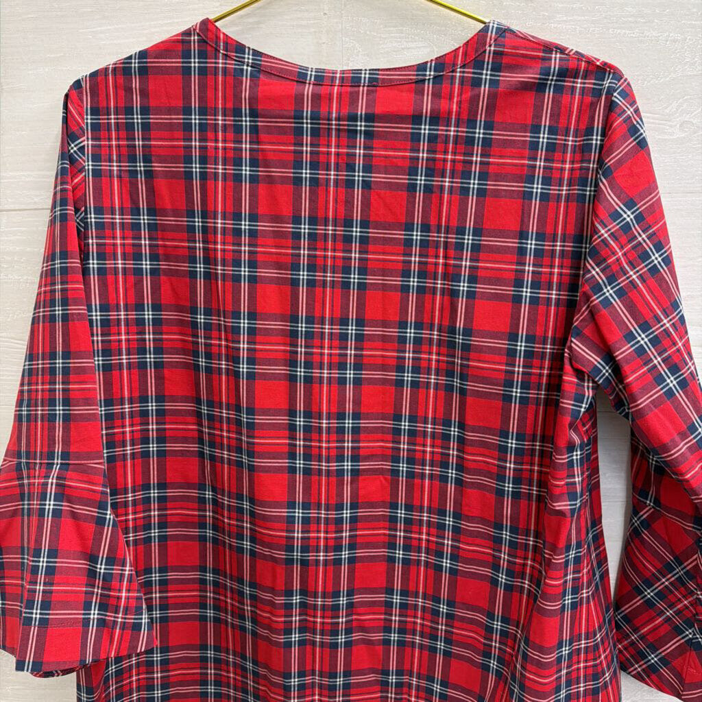 Draper James Red/ Navy Plaid Long Sleeve Top Small
