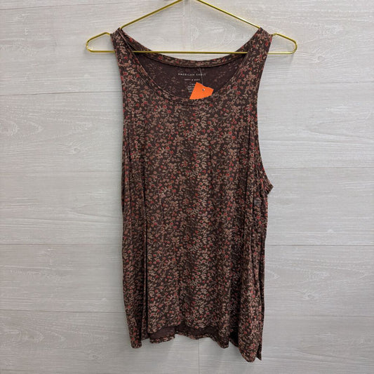 American Eagle Brown/ Pink Floral Print Tank Top Large