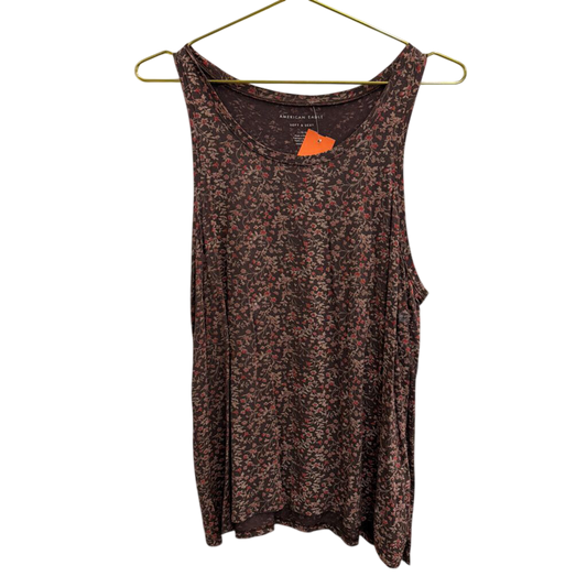 American Eagle Brown/ Pink Floral Print Tank Top Large
