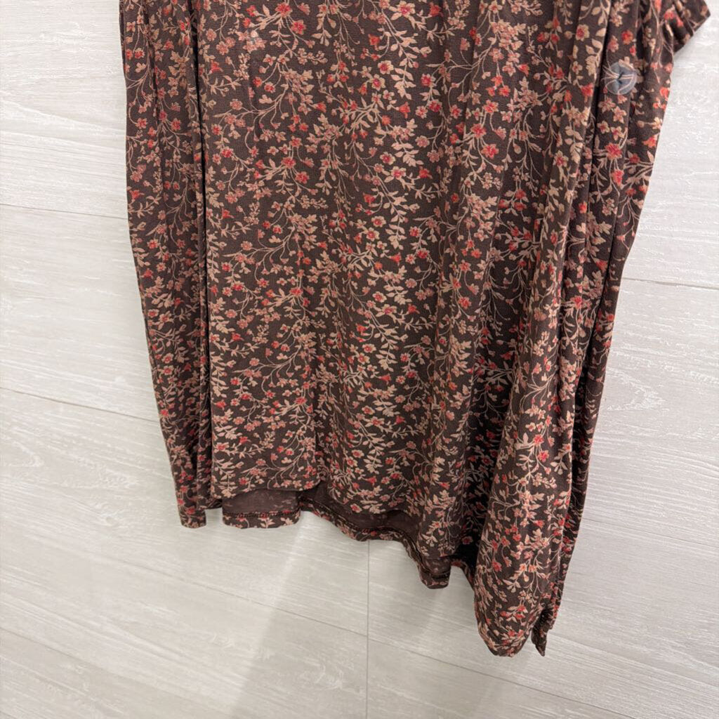 American Eagle Brown/ Pink Floral Print Tank Top Large