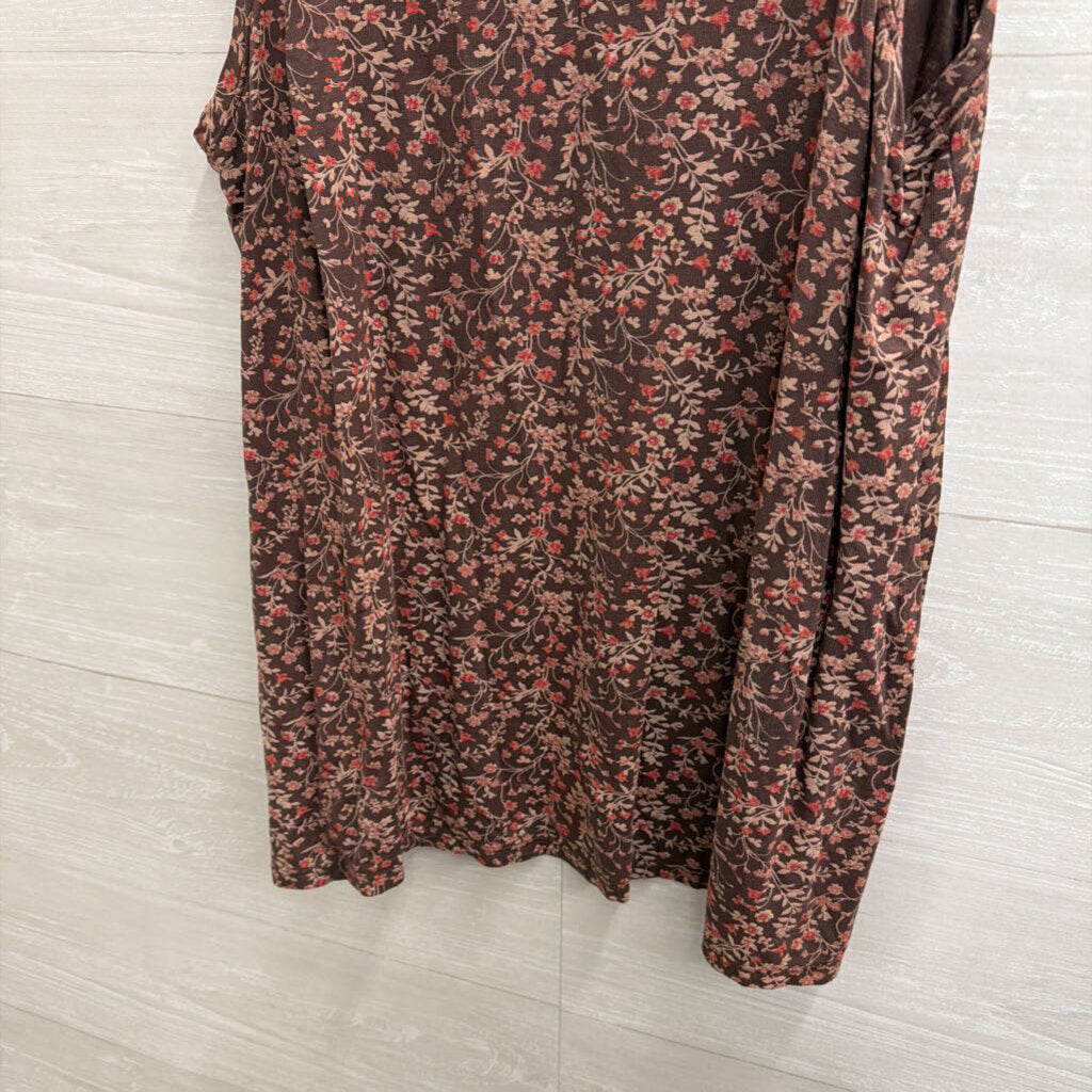 American Eagle Brown/ Pink Floral Print Tank Top Large