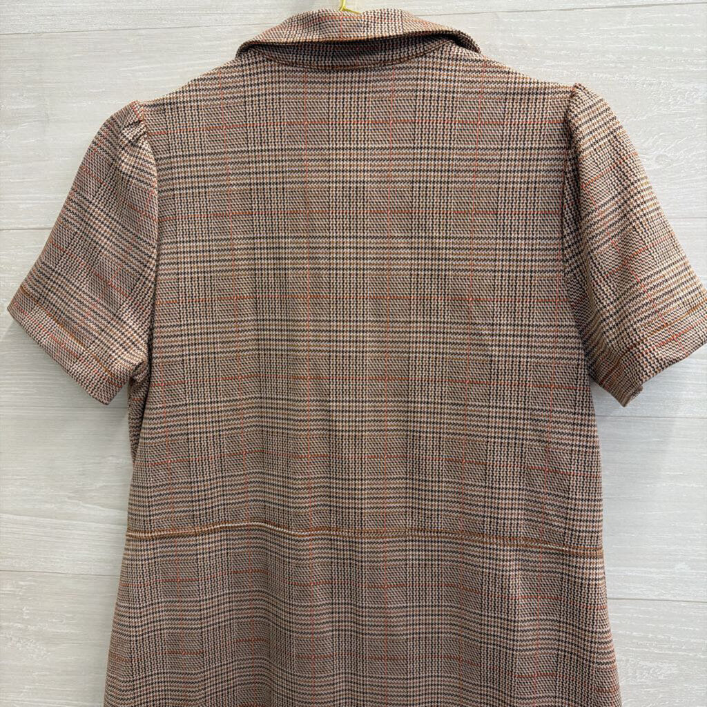 Loft Brown Plaid Short Sleeve Dress 8
