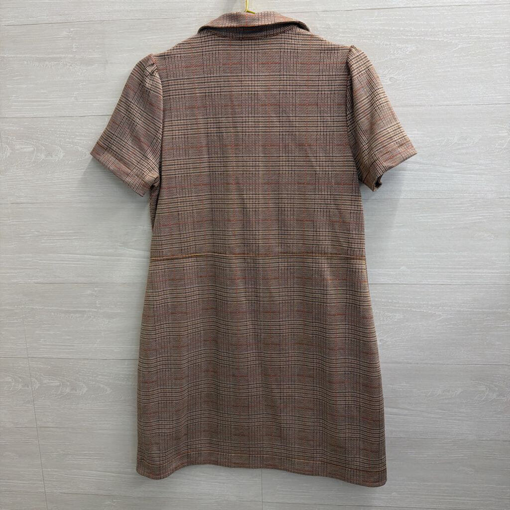 Loft Brown Plaid Short Sleeve Dress 8