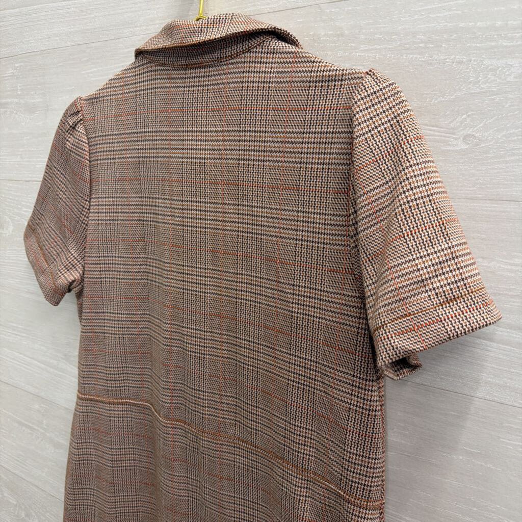 Loft Brown Plaid Short Sleeve Dress 8