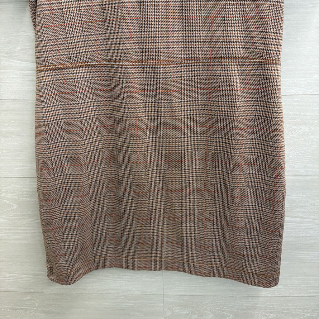 Loft Brown Plaid Short Sleeve Dress 8