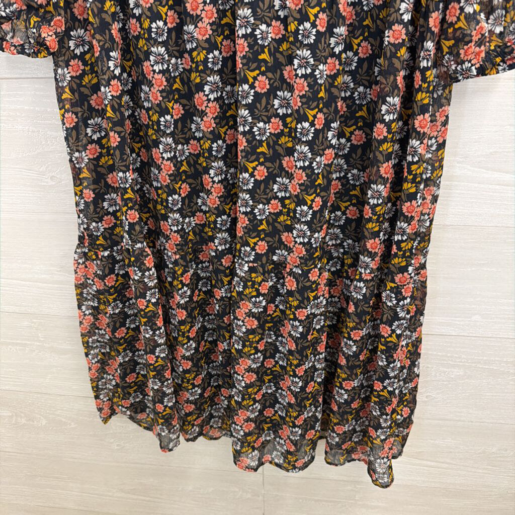 Loft Black/ Multi Print Long Sleeve Dress 4
