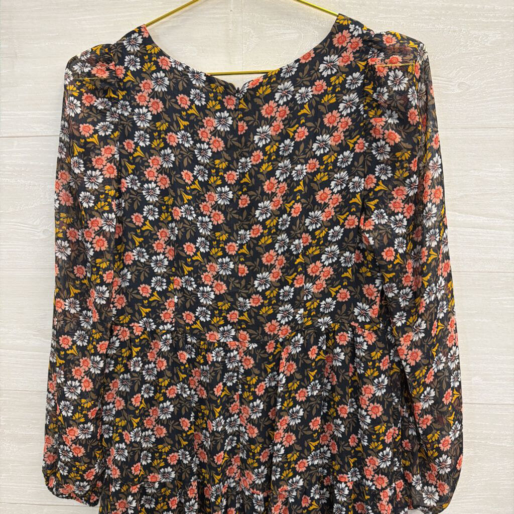 Loft Black/ Multi Print Long Sleeve Dress 4