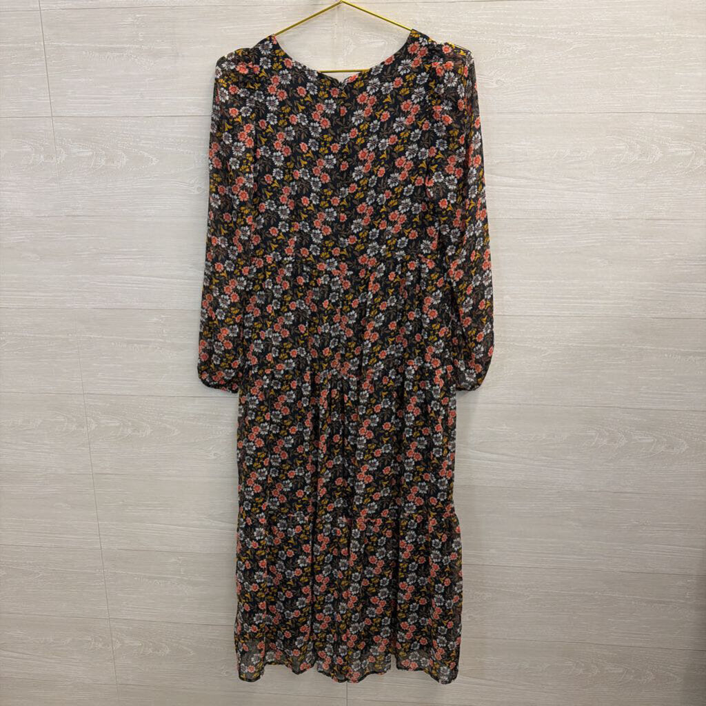 Loft Black/ Multi Print Long Sleeve Dress 4