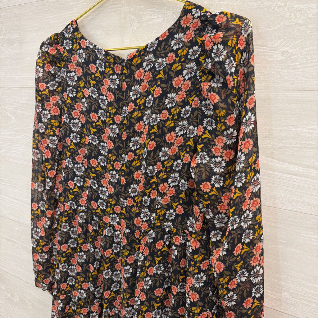 Loft Black/ Multi Print Long Sleeve Dress 4