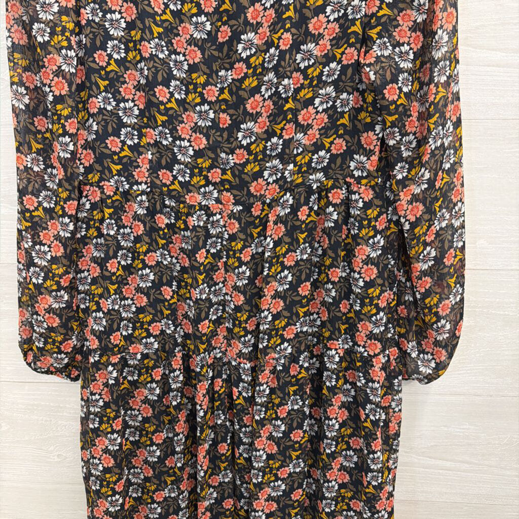 Loft Black/ Multi Print Long Sleeve Dress 4