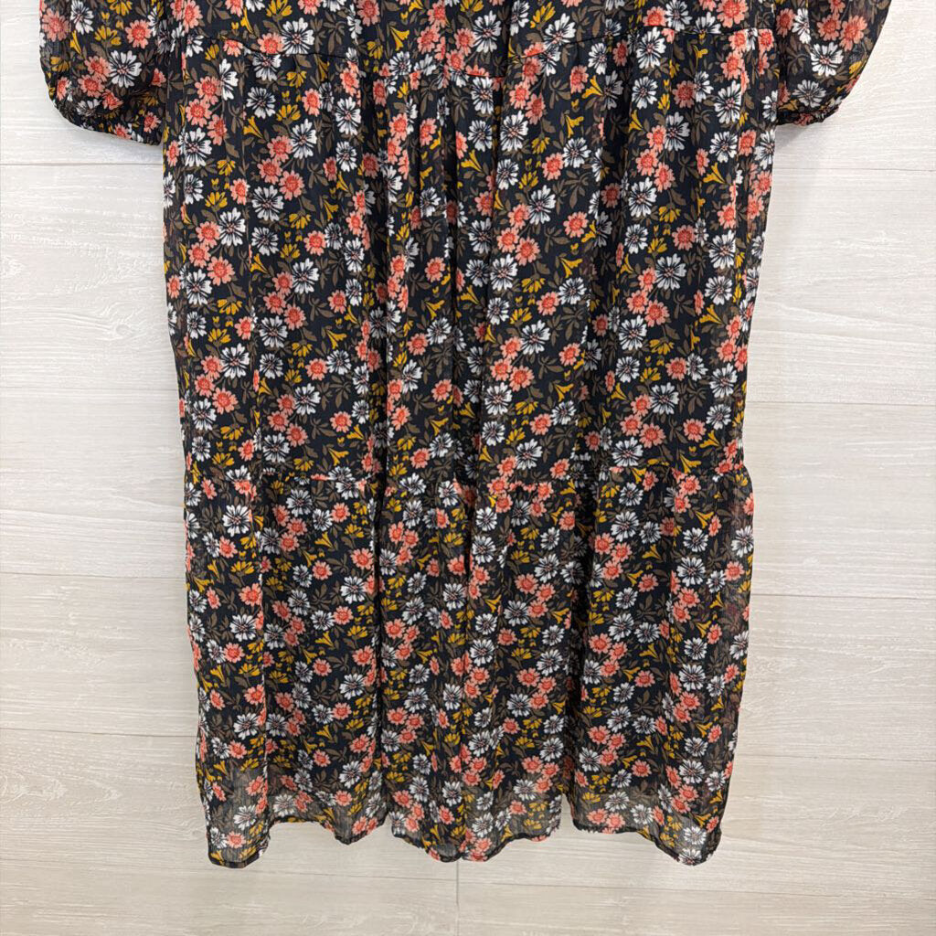 Loft Black/ Multi Print Long Sleeve Dress 4