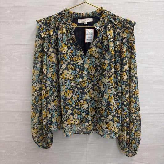 Loft Navy/ Multi Print Long Sleeve Top Small