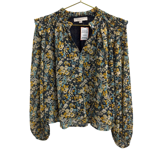 Loft Navy/ Multi Print Long Sleeve Top Small