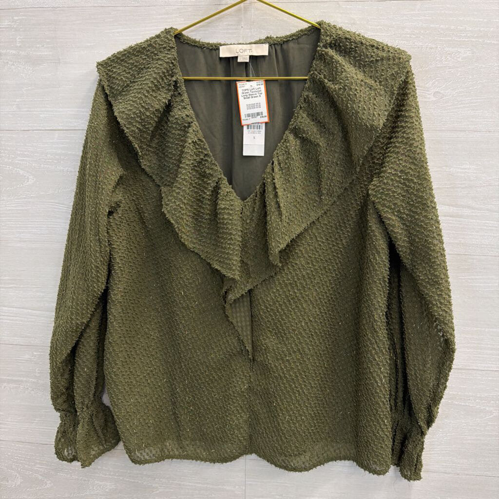 Loft Green Textured Long Sleeve Top Small