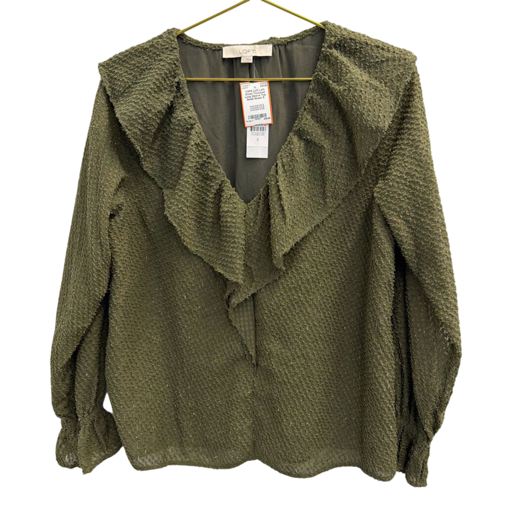Loft Green Textured Long Sleeve Top Small