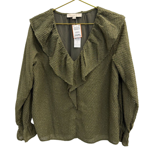 Loft Green Textured Long Sleeve Top Small