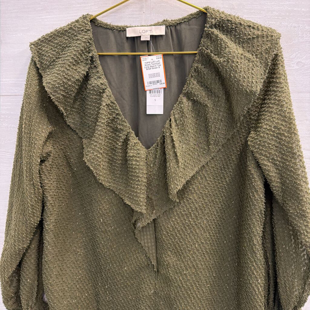 Loft Green Textured Long Sleeve Top Small
